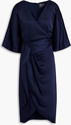 Wrap-effect ruched stretch-satin dress