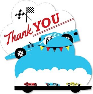 Big Dot of Happiness Let's Go Racing - Racecar - Shaped Thank You Cards - Birthday Party or Baby Shower Thank You Note Cards with Envelopes -Set of 12