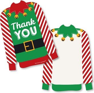 Big Dot of Happiness Ugly Sweater - Shaped Thank You Cards - Holiday and Christmas Party Shaped Thank You Cards with Envelopes - Set of 12