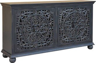 Treasure Trove Accents Jasmine Coastal 4 Door Sideboard Weathered Black - Treasure Trove