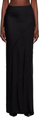 Black Pinched Seams Maxi Skirt