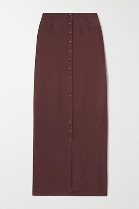 Naroi Silk-twill Maxi Skirt - Burgundy