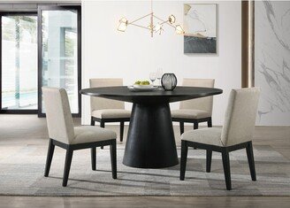 Lilola Home Jasper 5 Piece 59 Wide Dining Table Set with Beige Fabric Chairs