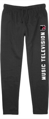 Juniors Womens MTV Music Television Logo Jogger Sweatpants - Black - Large