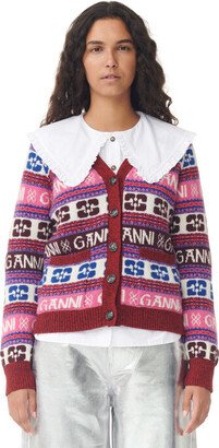 Pink Logo Wool Mix Cardigan