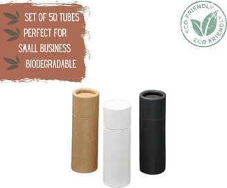 50 Eco Friendly Push Up Tubes .5Oz 15G For Lipstick Chapstick Or Lipbalm, Sustainable Kraft Paper Cardboard Compostable Cosmetics Container