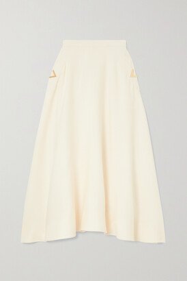 Embellished Stretch-crepe Midi Skirt - White