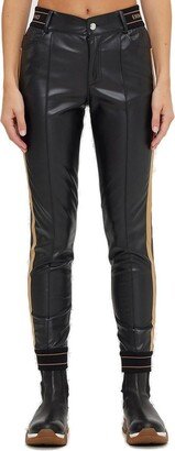 Logo Waistband Faux Leather Pants