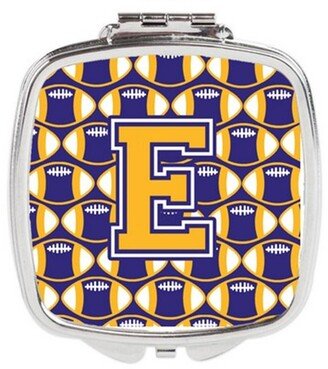 CJ1064-ESCM Letter E Football Purple & Gold Compact Mirror