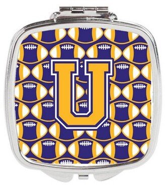 CJ1064-USCM Letter U Football Purple & Gold Compact Mirror