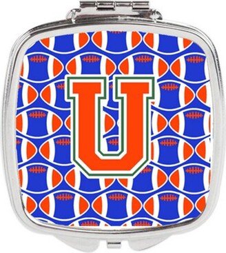 CJ1083-USCM Letter U Football Green, Blue & Orange Compact Mirror