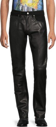 Roberto Men's Mix Media Solid Jeans