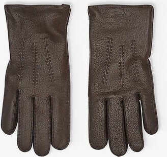 Mens Chocolate Iowa Three-point Stitched eather Gloves