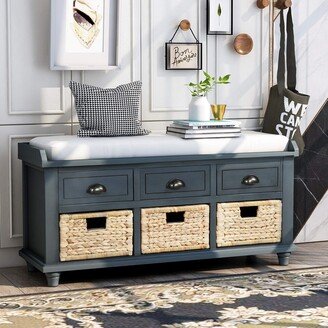 KELRIA Rustic Drawers and 3 Rattan Baskets-AC