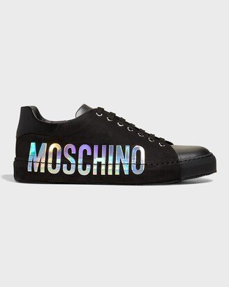 Men's Iridescent-Logo Low-Top Sneakers