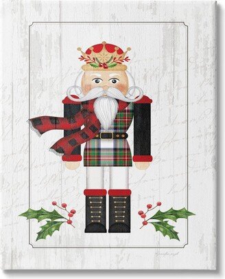 Winter Holly Nutcracker Royal Crown Christmas Plaid Canvas Wall Art