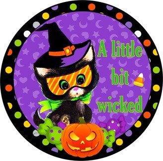 Wicked Black Cat Halloween Sign - Wreath Supplies Decor Embellishment Tiered Tray