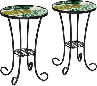 Teal Island Designs Tropical Black Round Outdoor Accent Side Tables 14