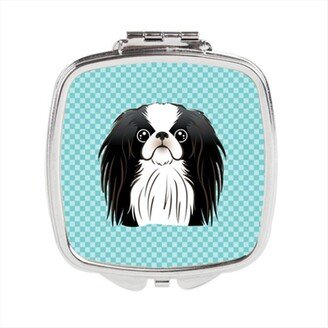 BB1168SCM Checkerboard Blue Japanese Chin Compact Mirror, 2.75 x 3 x .3 In.