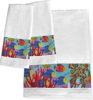 Fish In The Hood Hand Towels - Wht/fish