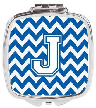 CJ1045-JSCM Letter J Chevron Blue & White Compact Mirror, 3 x 0.3 x 2.75 in.