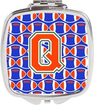 CJ1083-QSCM Letter Q Football Green, Blue & Orange Compact Mirror