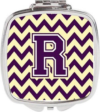 CJ1058-RSCM Letter R Chevron Purple & Gold Compact Mirror