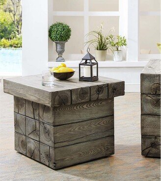 Shire Rustic Modern Solid Wooden Outdoor Patio Accent Table