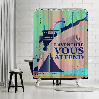 71 x 74 Shower Curtain, Adventure Vous Attend by Diego Patino