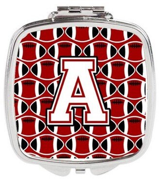 CJ1082-ASCM Letter A Football Cardinal & White Compact Mirror