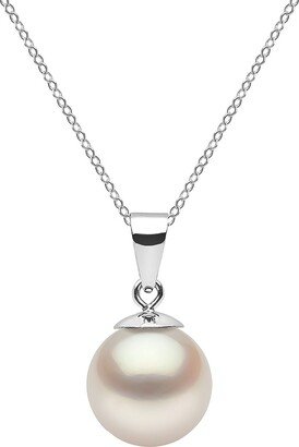 14K White Gold & 9-10MM White Freshwater Pearl Pendant Necklace