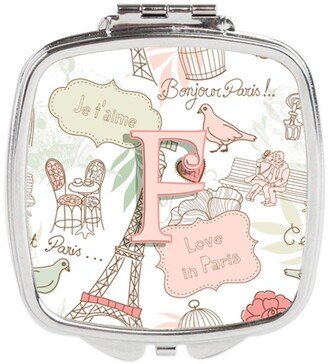 CJ2002-FSCM Letter F Love in Paris Pink Compact Mirror