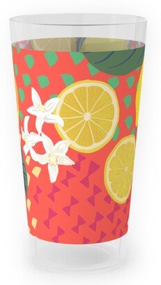 Outdoor Pint Glasses: Lemon Flower And Pop - Pink Outdoor Pint Glass, Pink