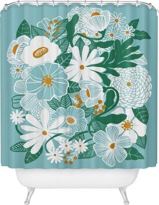 Megan Galante Groovy Floral Shower Curtain Blue