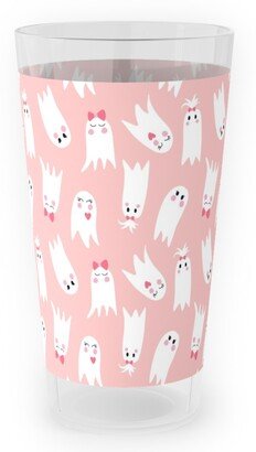 Outdoor Pint Glasses: Sweet White Ghosts On Pink Outdoor Pint Glass, Pink