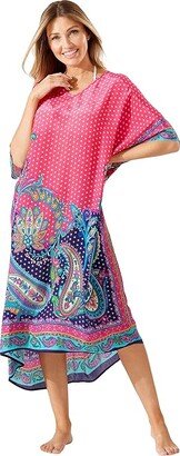 Paisley Keys V-Neck Long Caftan (Coral Coast) Women's Swimwear