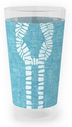 Outdoor Pint Glasses: Nautical Coastal Square Rope Knots - Summer Blue Outdoor Pint Glass, Blue