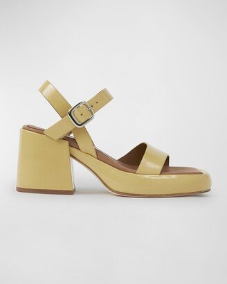 Beverly Calfskin Ankle-Strap Platform Sandals