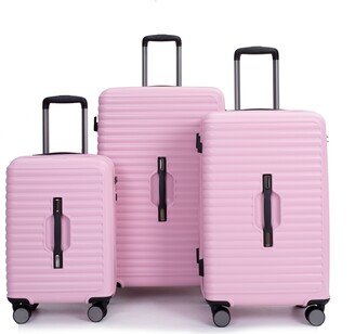 IGEMAN 3Pcs Pink Luggage Sets Lightweight Suitcase with Two Hooks, TSA Lock and Double Spinner Wheels