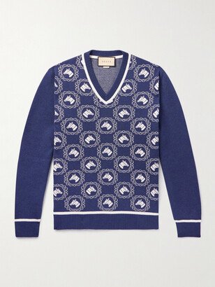 Jacquard-Knit Cotton Sweater