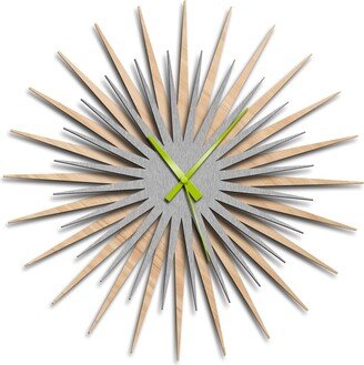 Adam Schwoeppe 'Atomic Era Clock Maple Silver Black' Midcentury Modern Wall Clock