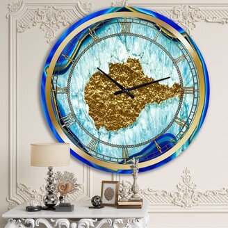 Designart 'Golden Heart Blue Agate Stone' Modern wall clock