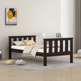 EDWINRAY Twin Size Classic Design Solid Wood Platform Bed Frame with Headboard and Footboard