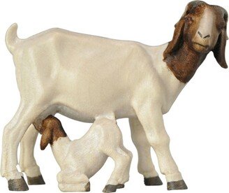 Boer Goat With Fawn - Folk Wooden Fawn, Nativity Animals, Animals, Religious Gifts, Church Supplies, Christian Gifts