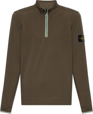 Logo-Patch Half-Zipped Jumper