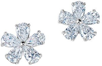 Platinum & Diamond Floral Stud Earrings