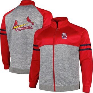 Men's Red, Heather Gray St. Louis Cardinals Big and Tall Raglan Full-Zip Track Jacket - Red, Heather Gray