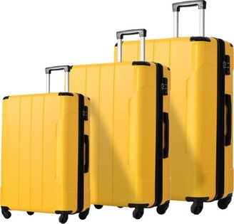 EDWINRAY Luggage Sets Lightweight Hardshell Suitcases with Spinner Wheels&TSA Lock, 3 Sets Expandable Luggage-AI