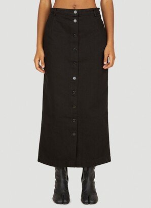 Logo Patch Buttoned-Up Denim Midi Skirt