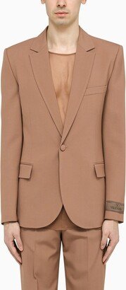 Camel wool jacket with bib